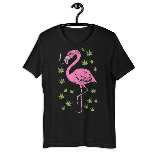 Flamingo Bird Smoking Weed / Short-Sleeve Unisex T-Shirt