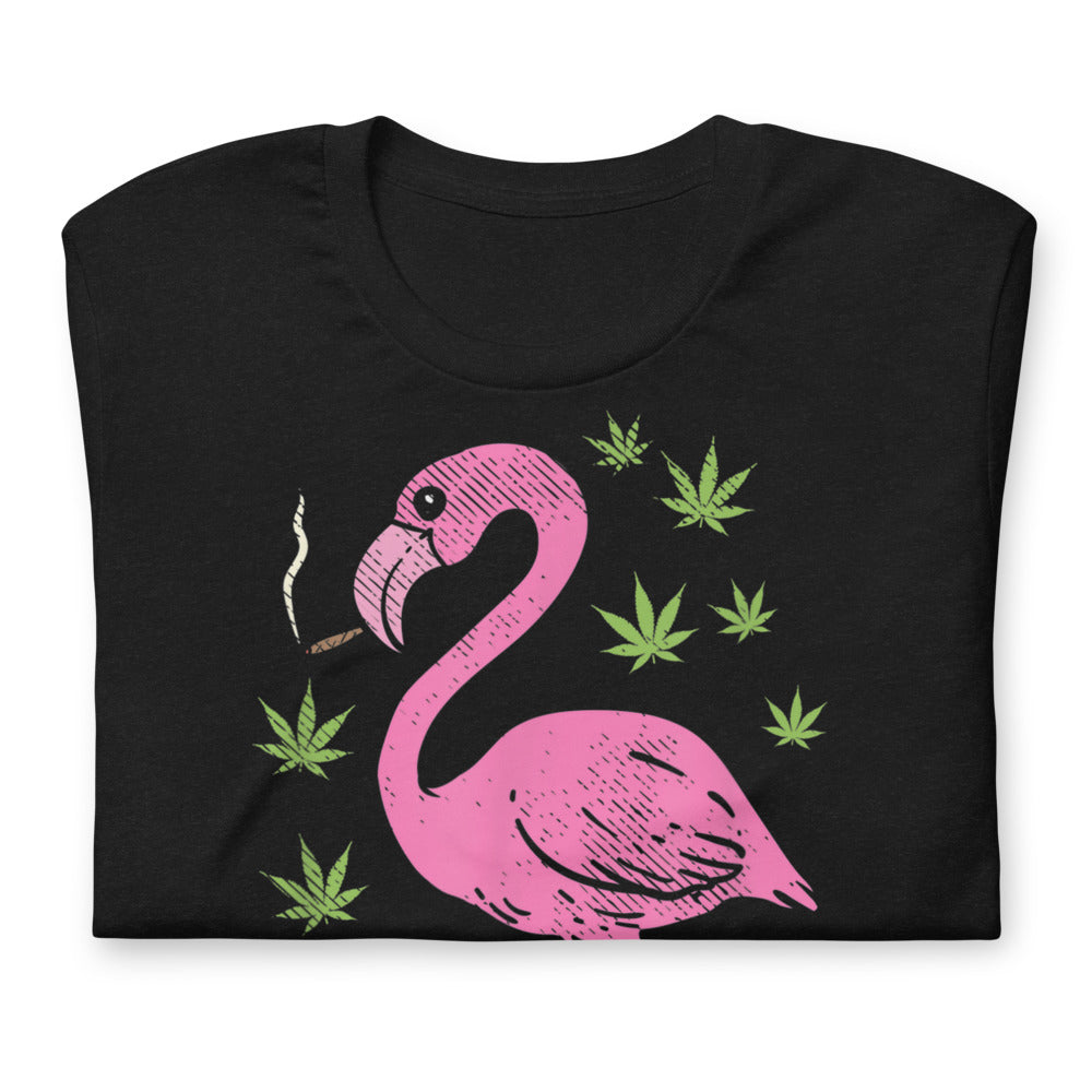 Flamingo Bird Smoking Weed / Short-Sleeve Unisex T-Shirt