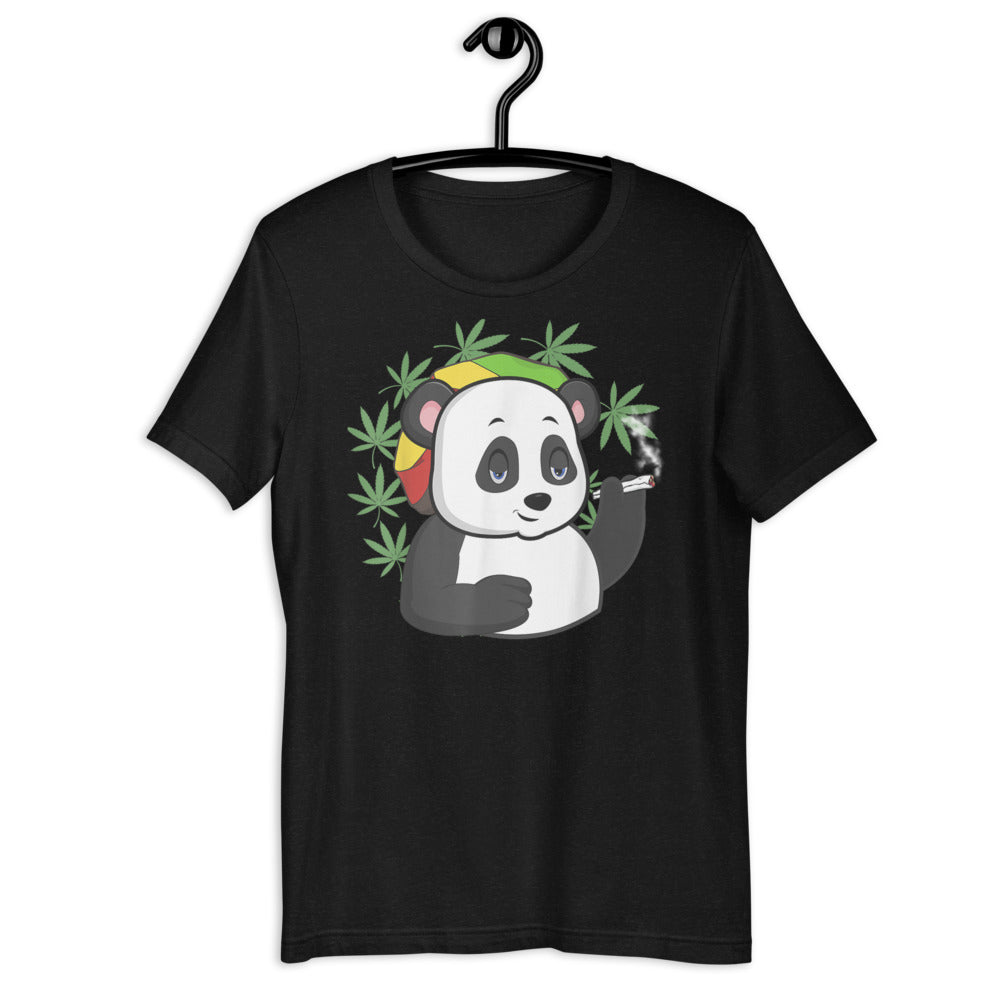 Weed Smoking Gangster Panda / Short-Sleeve Unisex T-Shirt