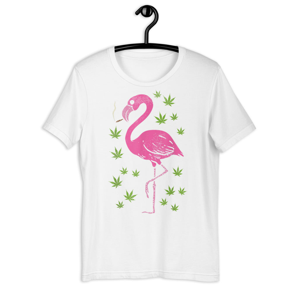 Flamingo Bird Smoking Weed / Short-Sleeve Unisex T-Shirt