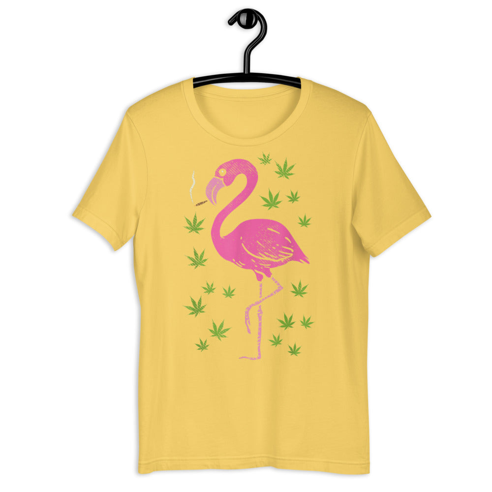 Flamingo Bird Smoking Weed / Short-Sleeve Unisex T-Shirt