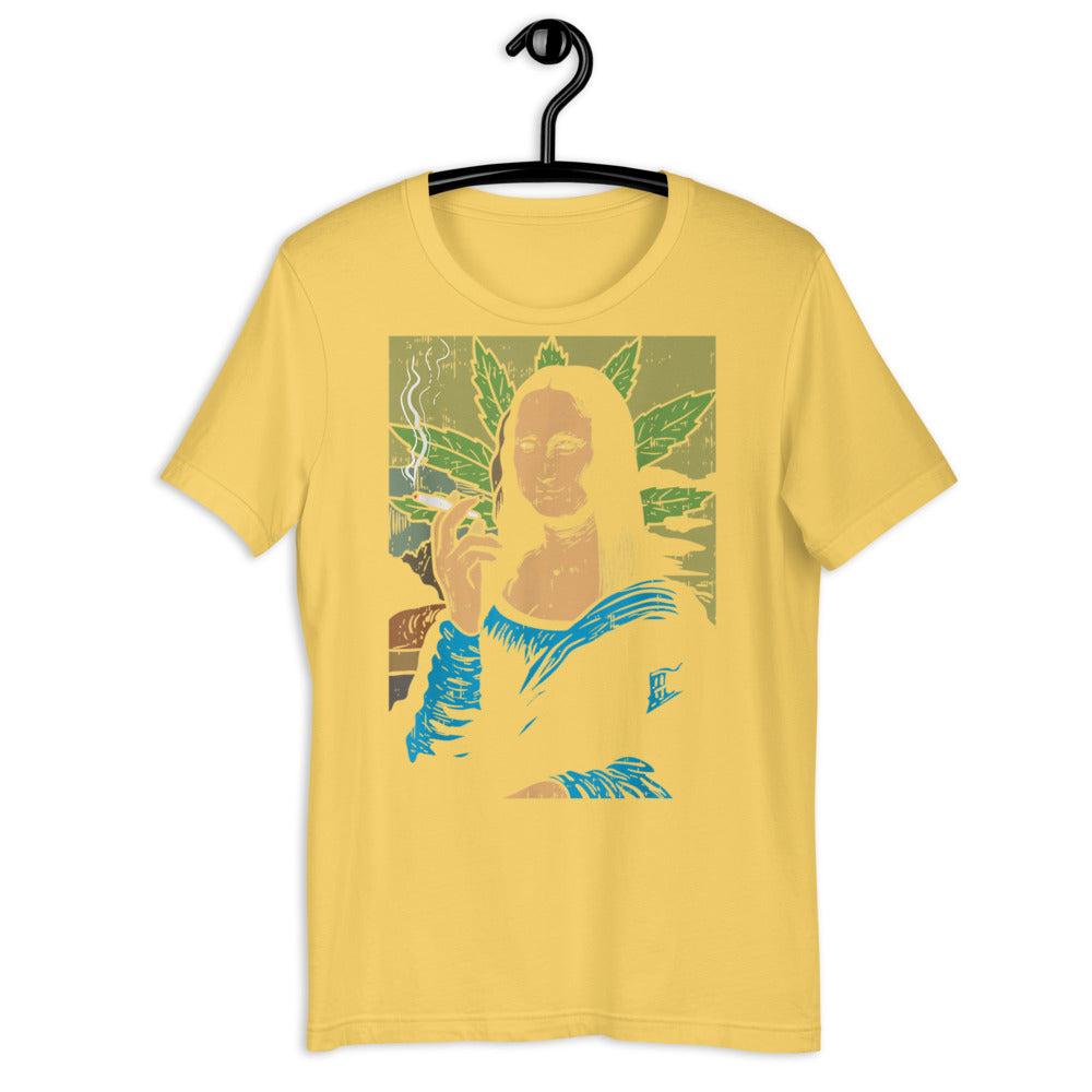 Mona Lisa Smoking A Joint / Short-Sleeve Unisex T-Shirt